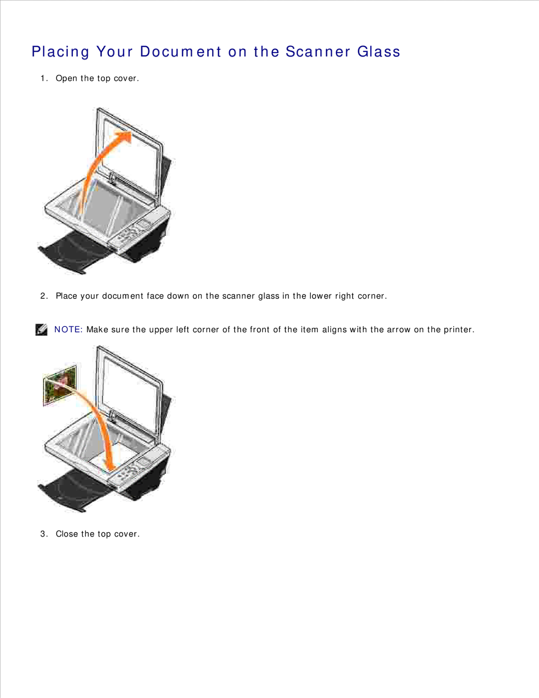 Dell 942 manual Placing Your Document on the Scanner Glass 