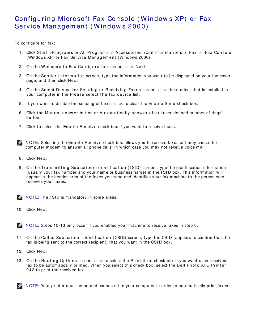 Dell 942 manual To configure for fax 