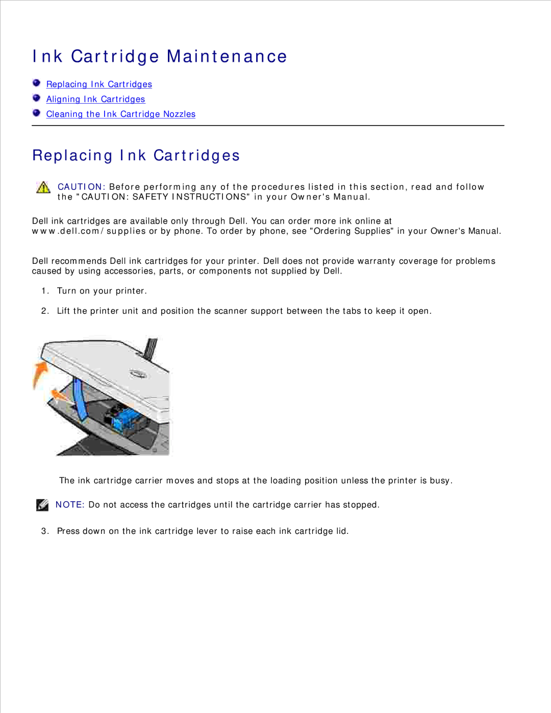 Dell 942 manual Ink Cartridge Maintenance, Replacing Ink Cartridges 