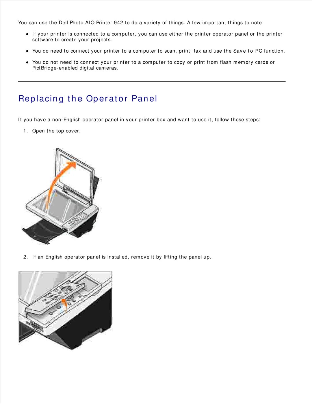 Dell 942 manual Replacing the Operator Panel 