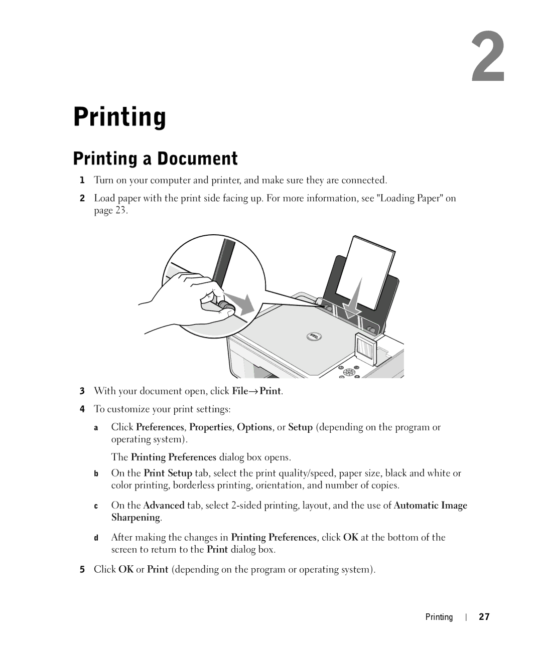 Dell 944 owner manual Printing a Document 