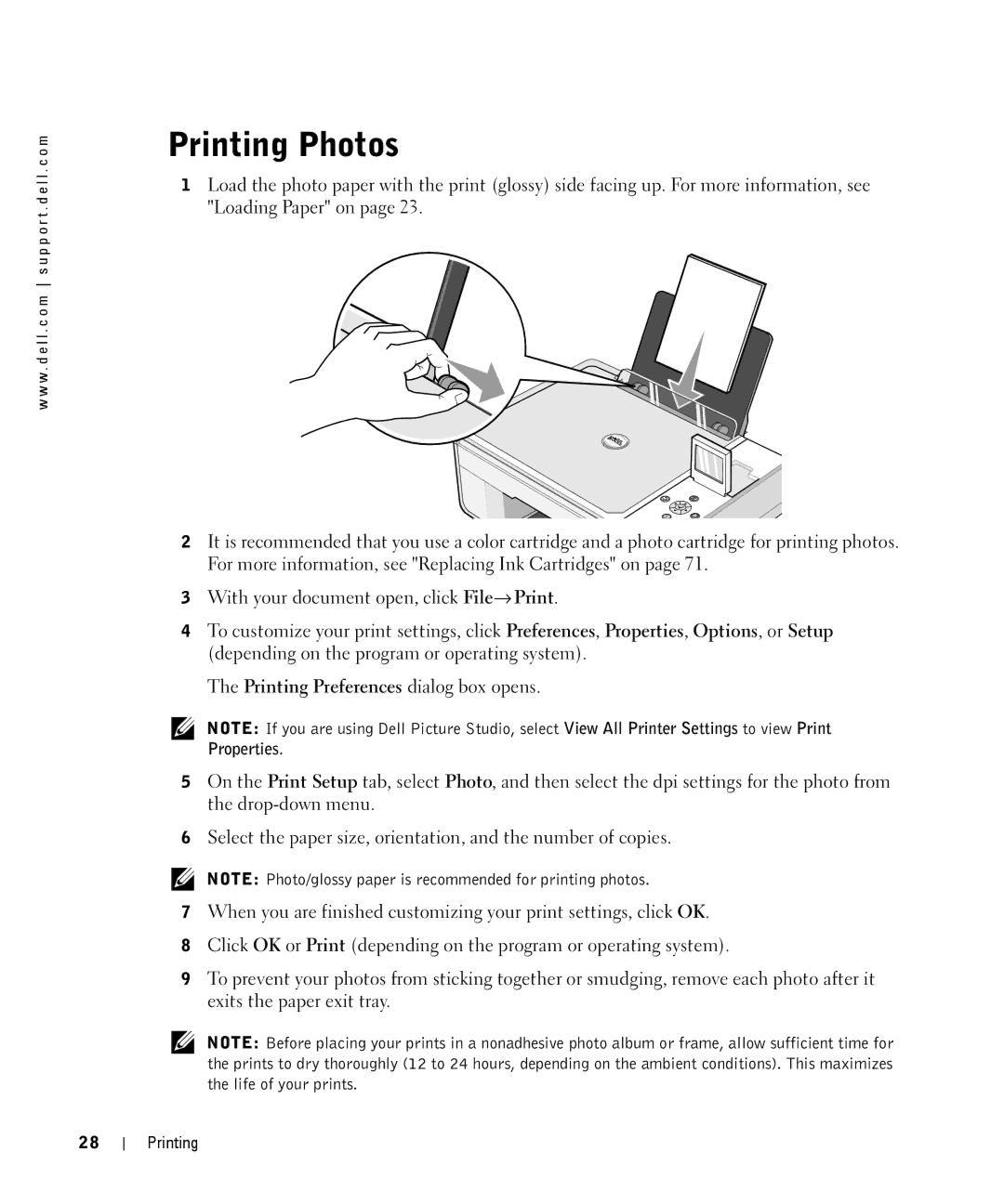 Dell 944 owner manual Printing Photos 