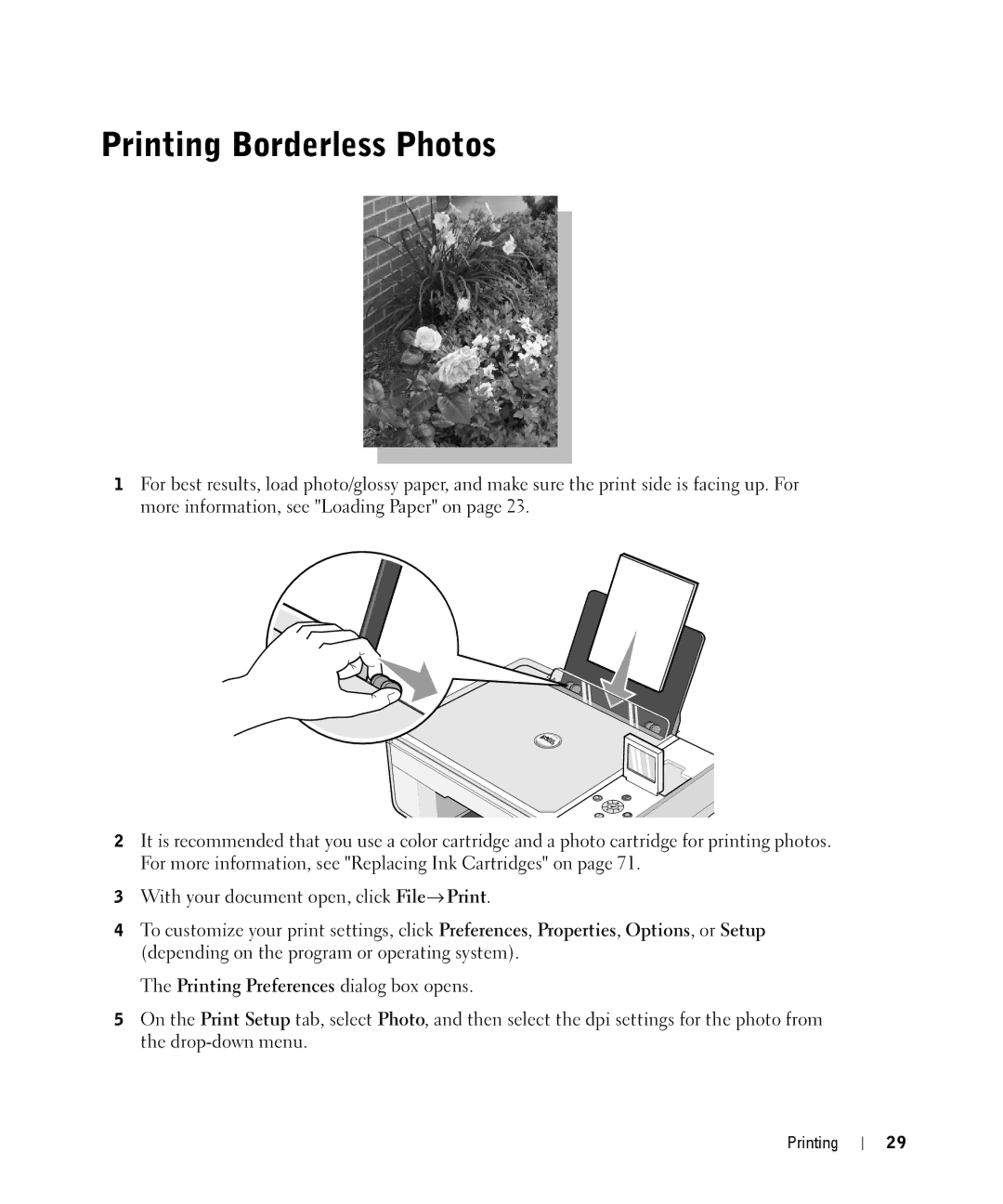 Dell 944 owner manual Printing Borderless Photos 