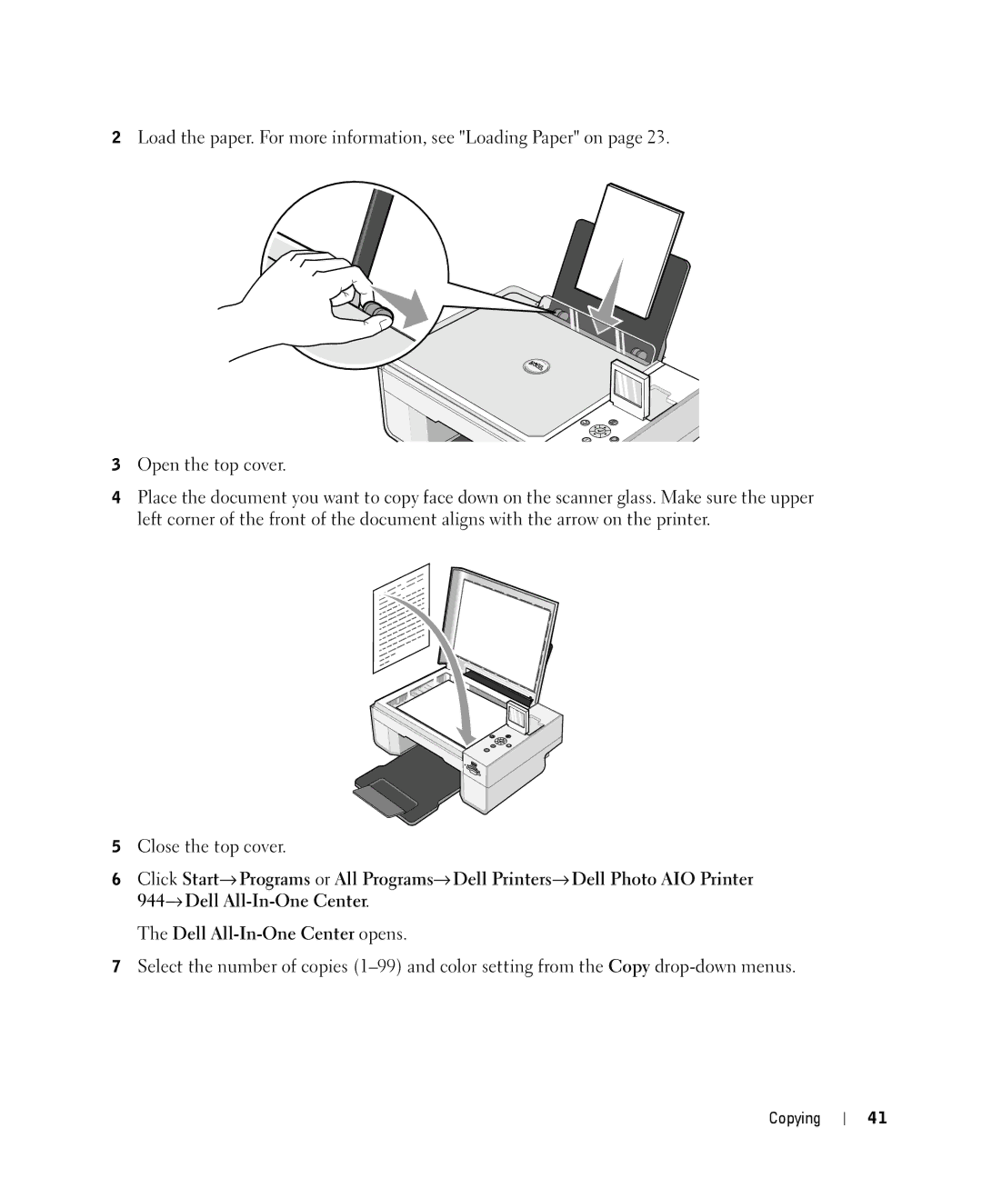 Dell 944 owner manual Copying 