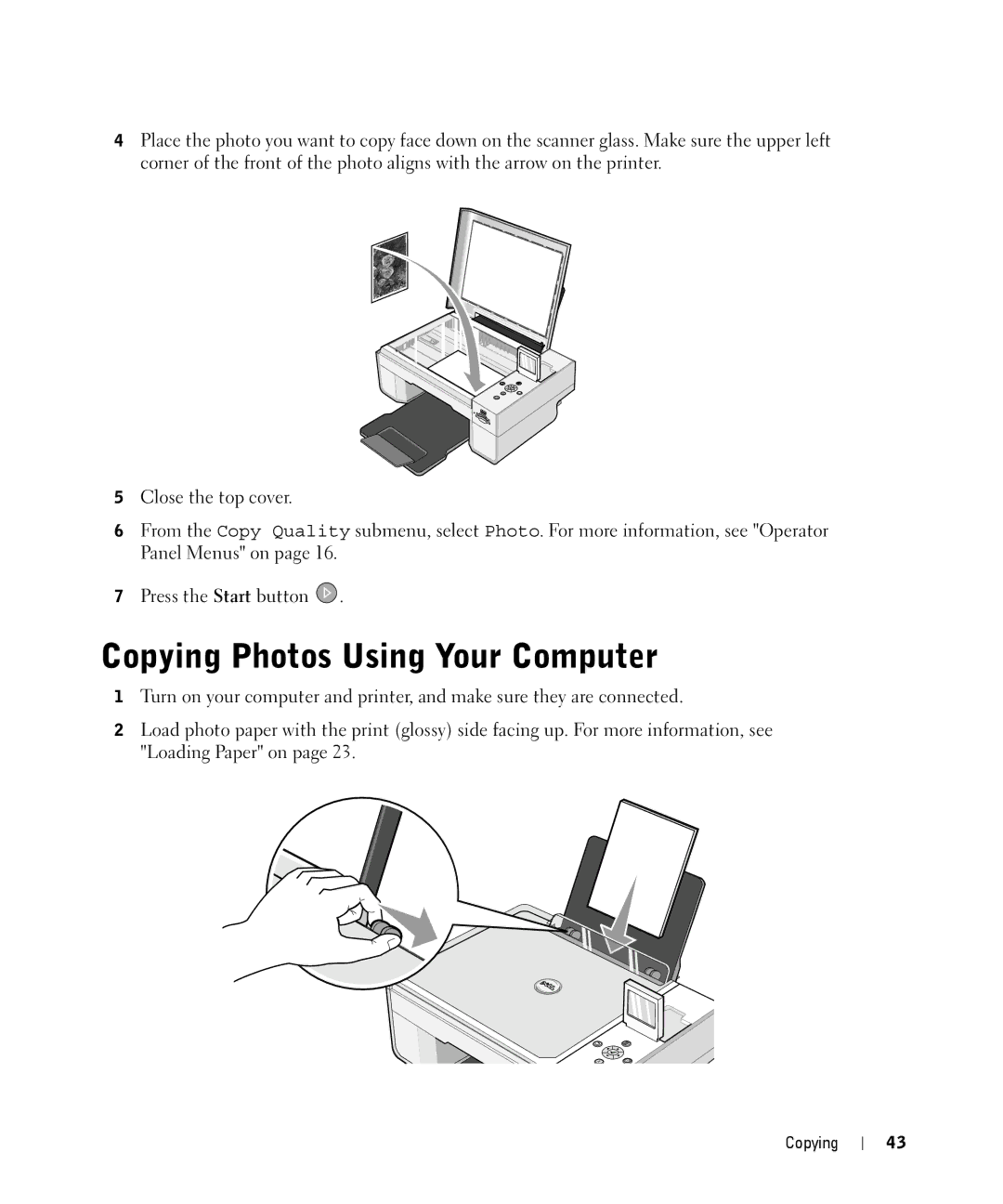 Dell 944 owner manual Copying Photos Using Your Computer 