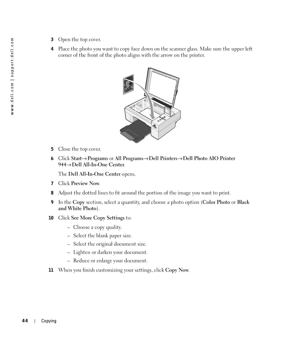 Dell 944 owner manual Click See More Copy Settings to 