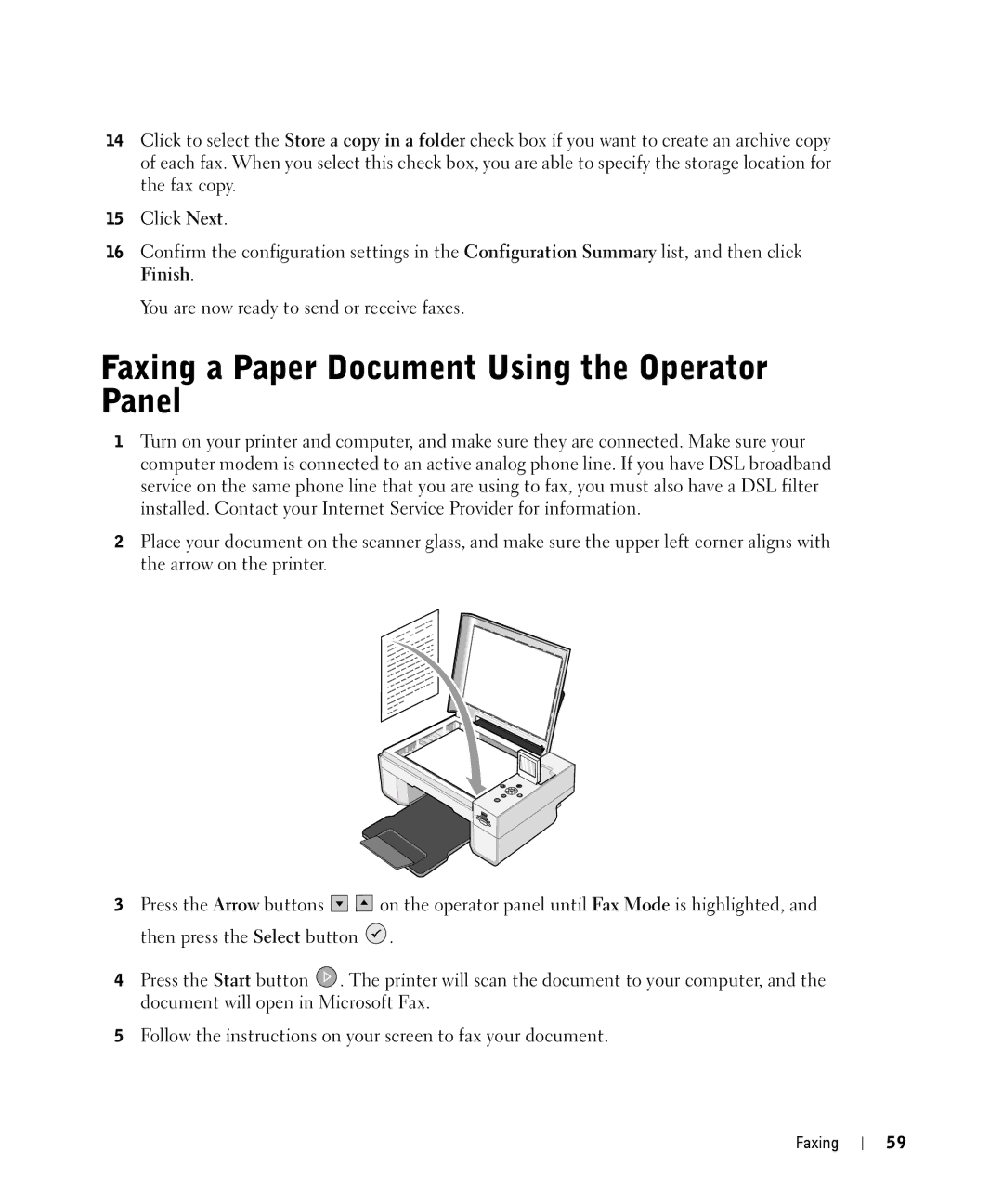 Dell 944 owner manual Faxing a Paper Document Using the Operator Panel 