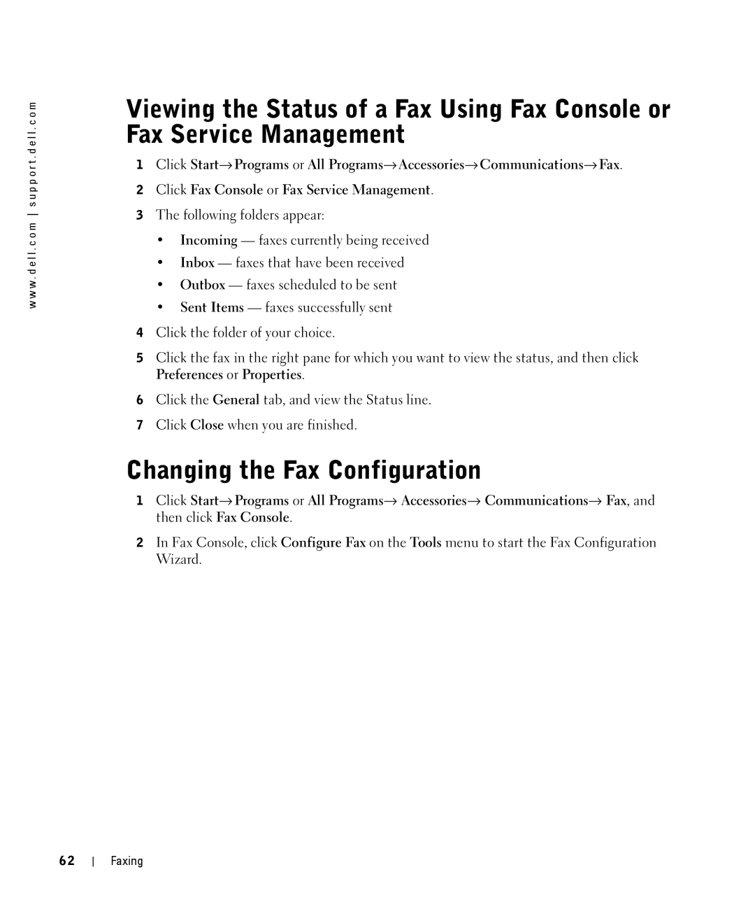 Dell 944 owner manual Changing the Fax Configuration 