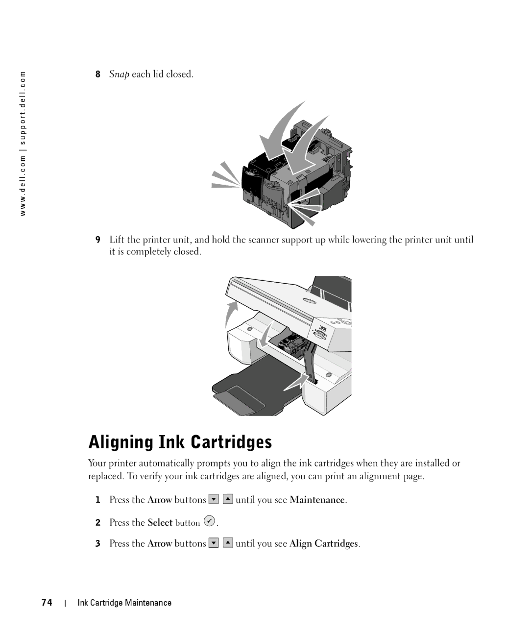 Dell 944 owner manual Aligning Ink Cartridges, Until you see Align Cartridges 