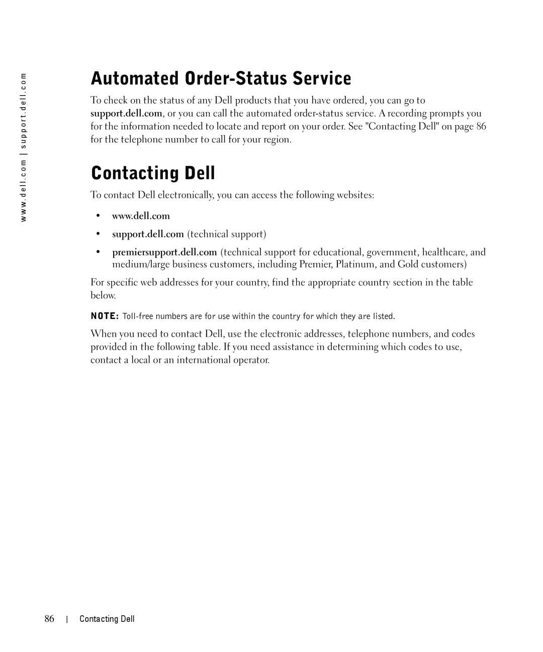 Dell 944 owner manual Automated Order-Status Service, Contacting Dell 