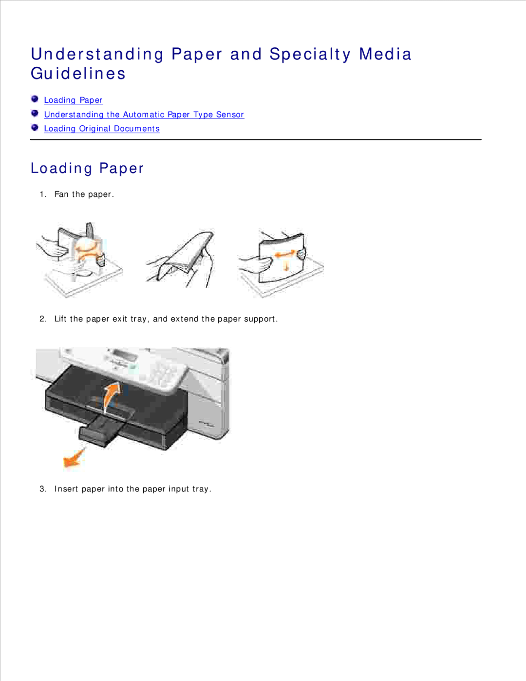 Dell 946 owner manual Understanding Paper and Specialty Media Guidelines, Loading Paper 