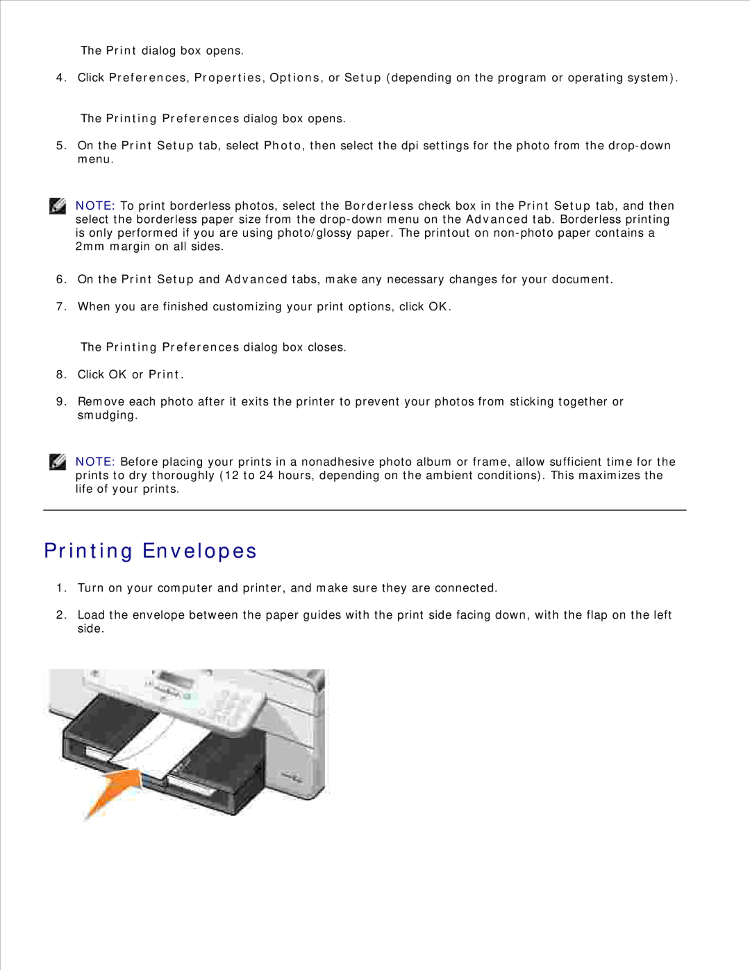 Dell 946 owner manual Printing Envelopes 