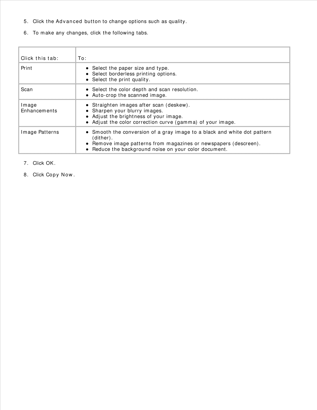 Dell 946 owner manual Click this tab, Click Copy Now 