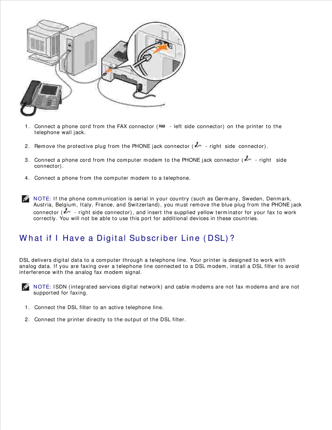 Dell 946 owner manual What if I Have a Digital Subscriber Line DSL? 