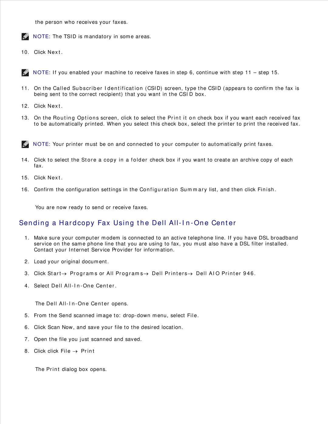 Dell 946 owner manual Sending a Hardcopy Fax Using the Dell All-In-One Center 