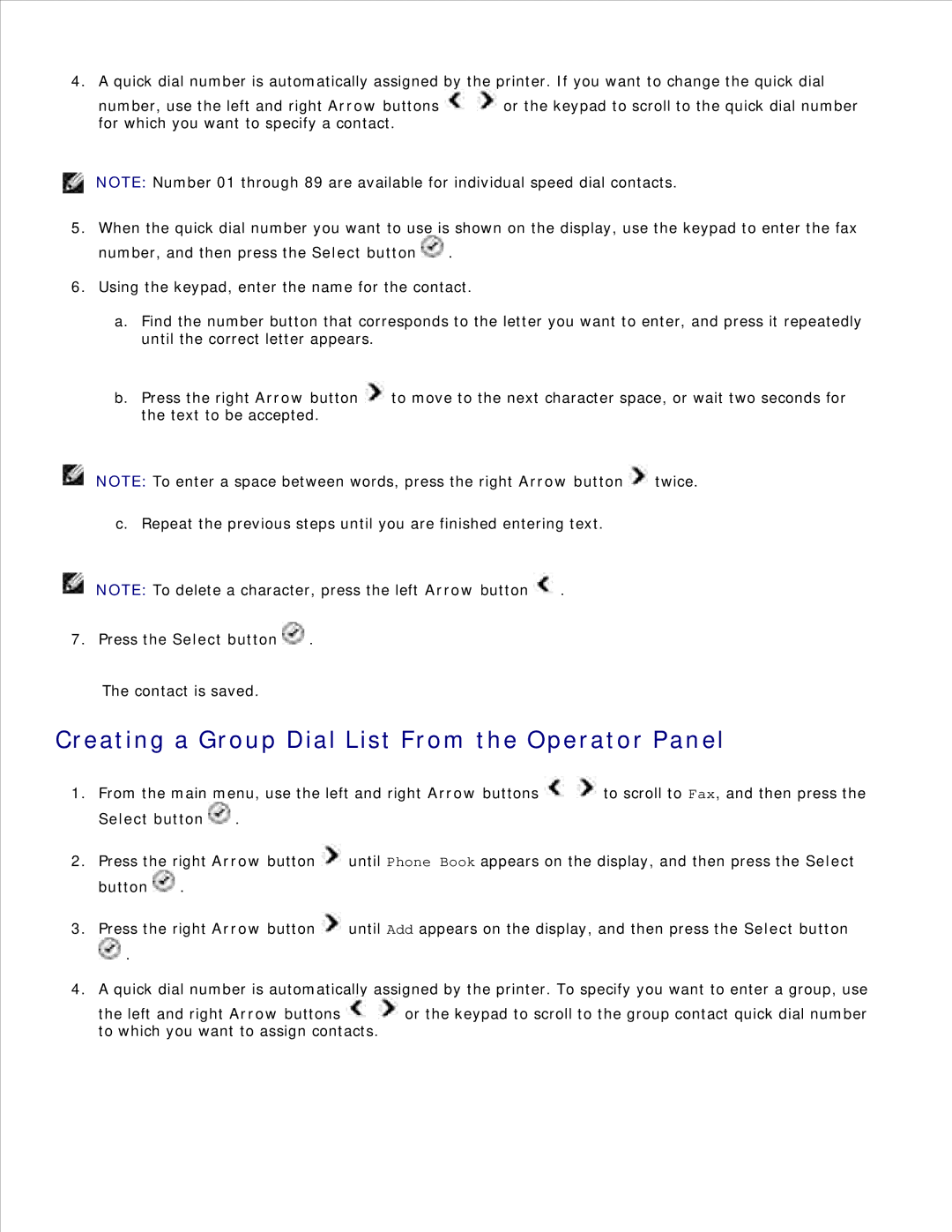 Dell 946 owner manual Creating a Group Dial List From the Operator Panel 