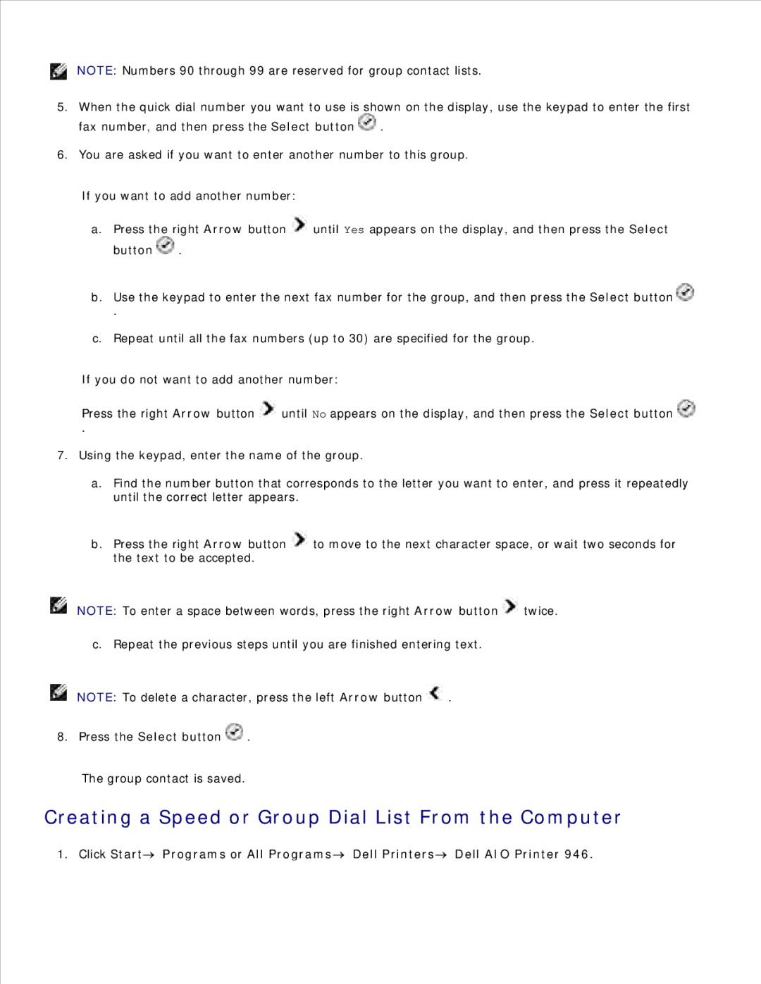 Dell 946 owner manual Creating a Speed or Group Dial List From the Computer, If you want to add another number 