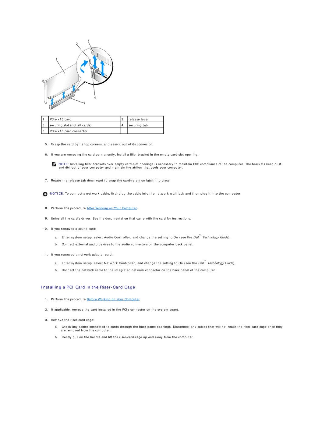 Dell 960 manual Installing a PCI Card in the Riser-Card Cage 