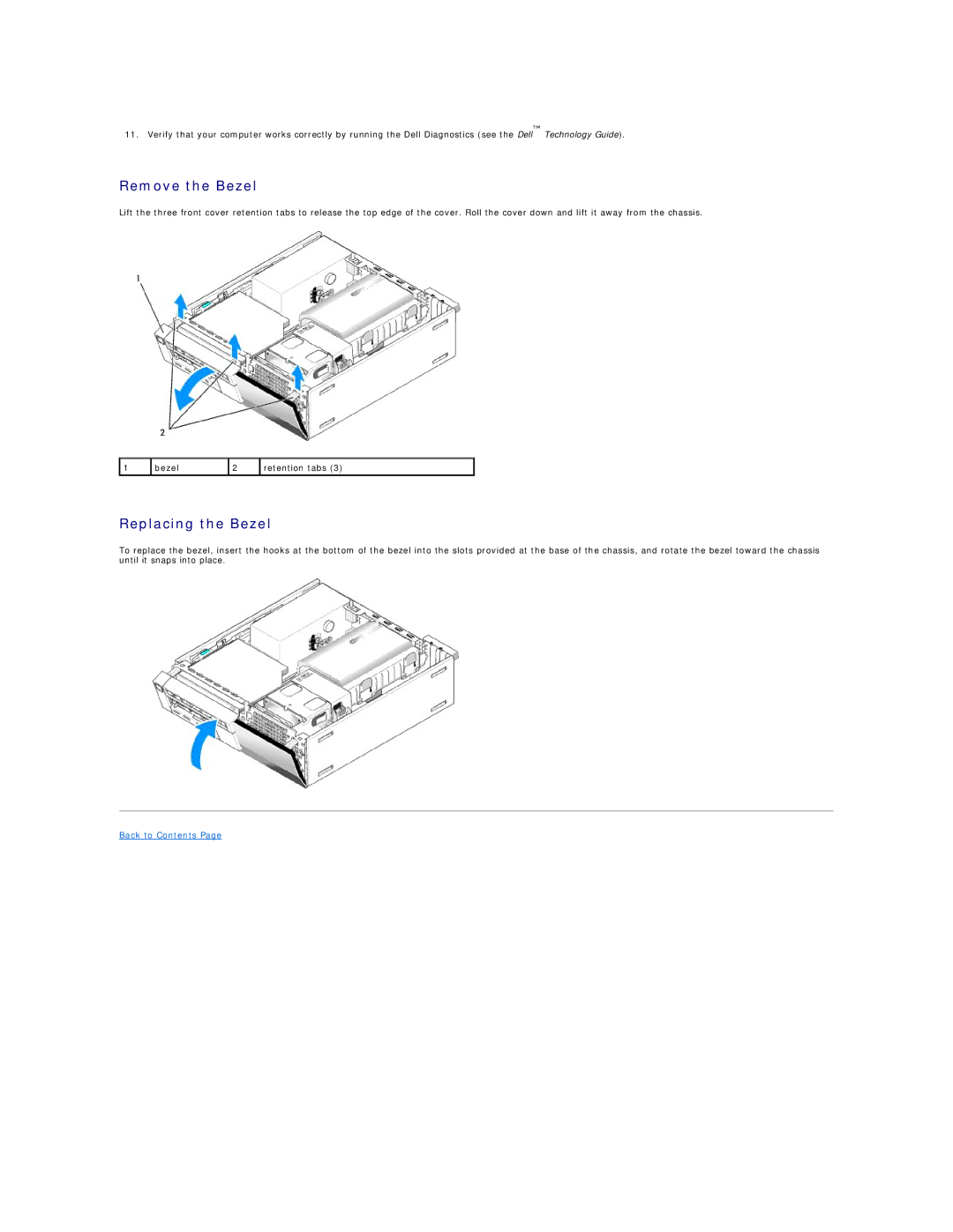 Dell 960 manual Remove the Bezel, Replacing the Bezel 