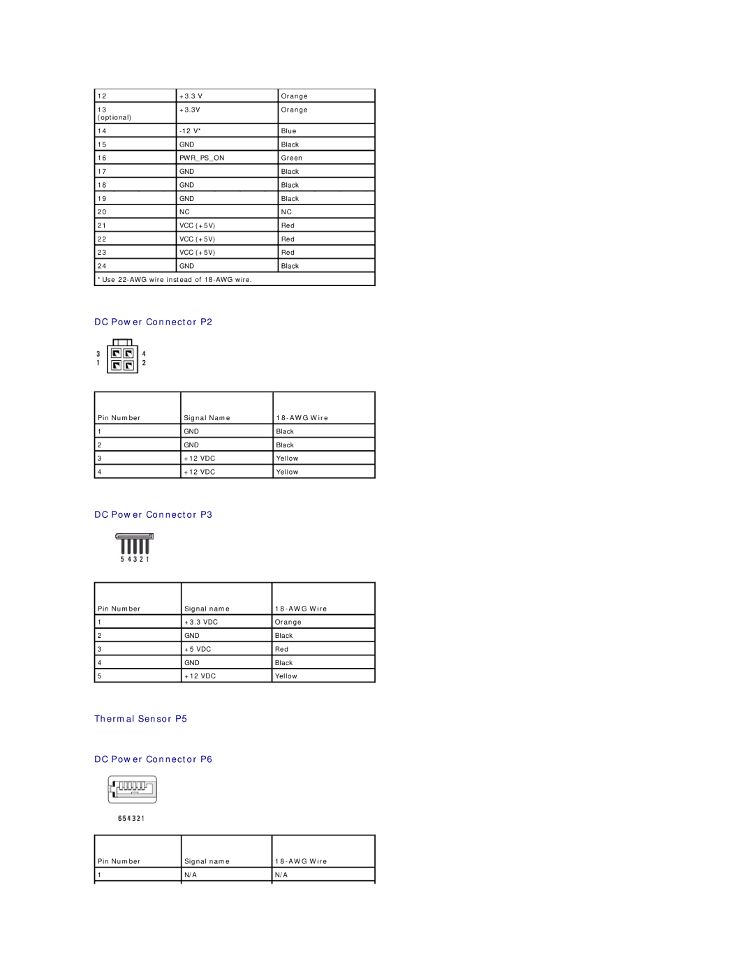 Dell 960 manual DC Power Connector P3, Thermal Sensor P5 DC Power Connector P6 