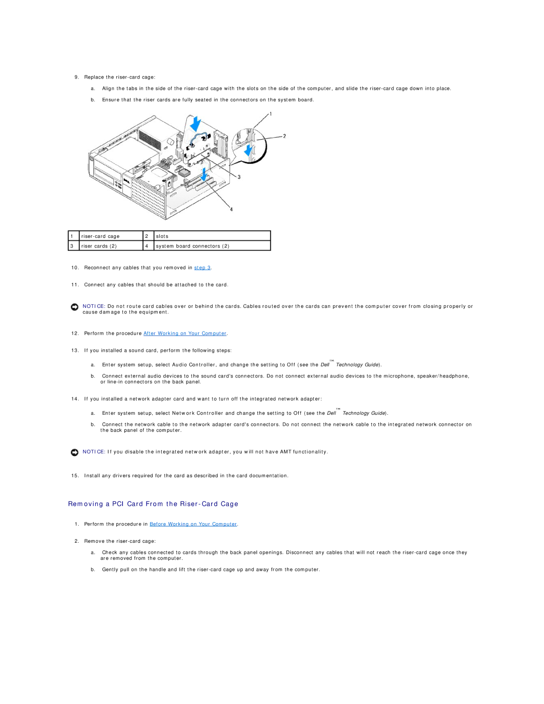 Dell 960 manual Removing a PCI Card From the Riser-Card Cage, Perform the procedure in Before Working on Your Computer 