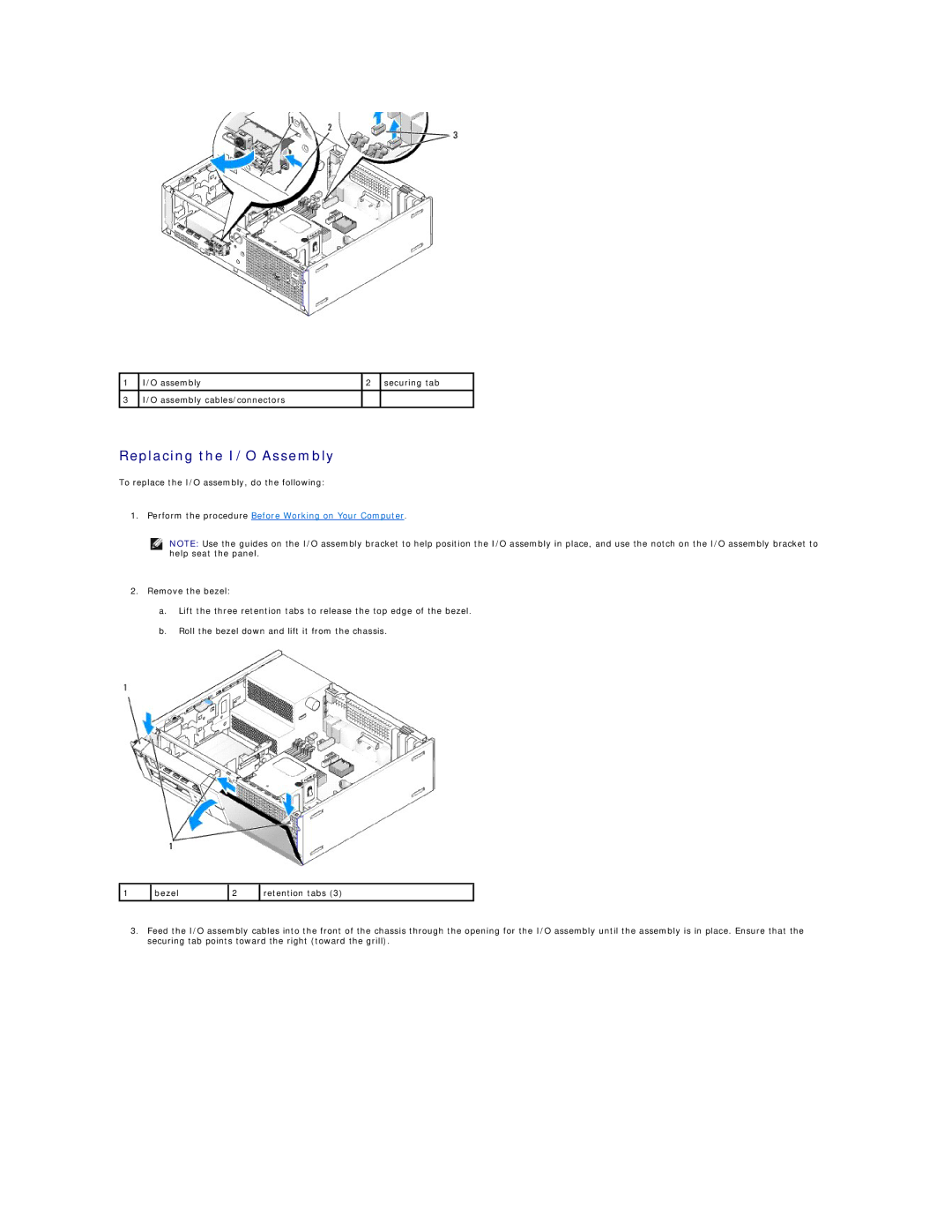 Dell 960 manual Replacing the I/O Assembly 