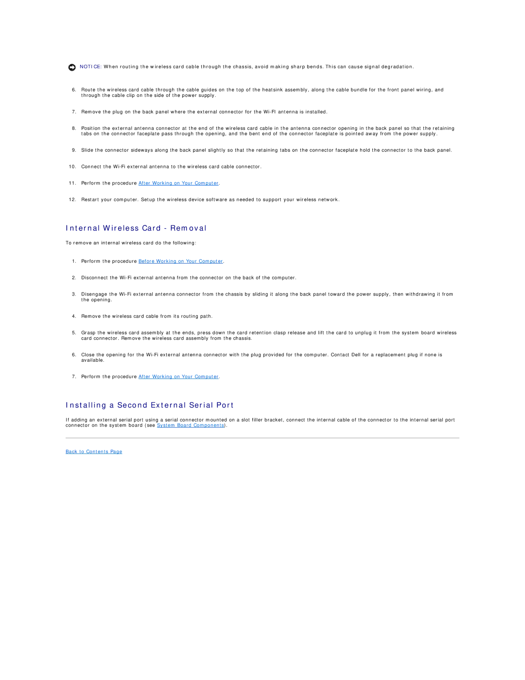 Dell 960 manual Internal Wireless Card Removal 