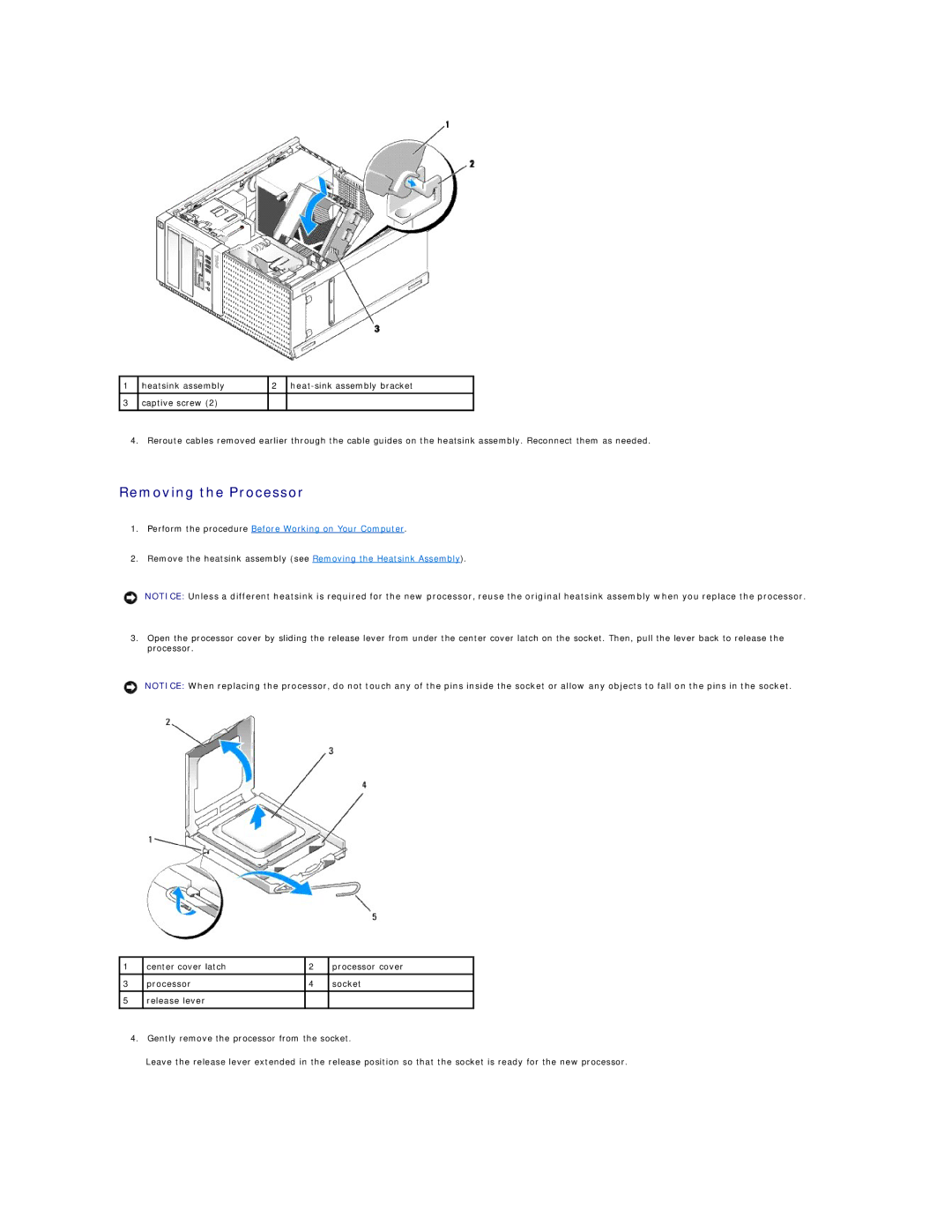 Dell 960 manual Removing the Processor 