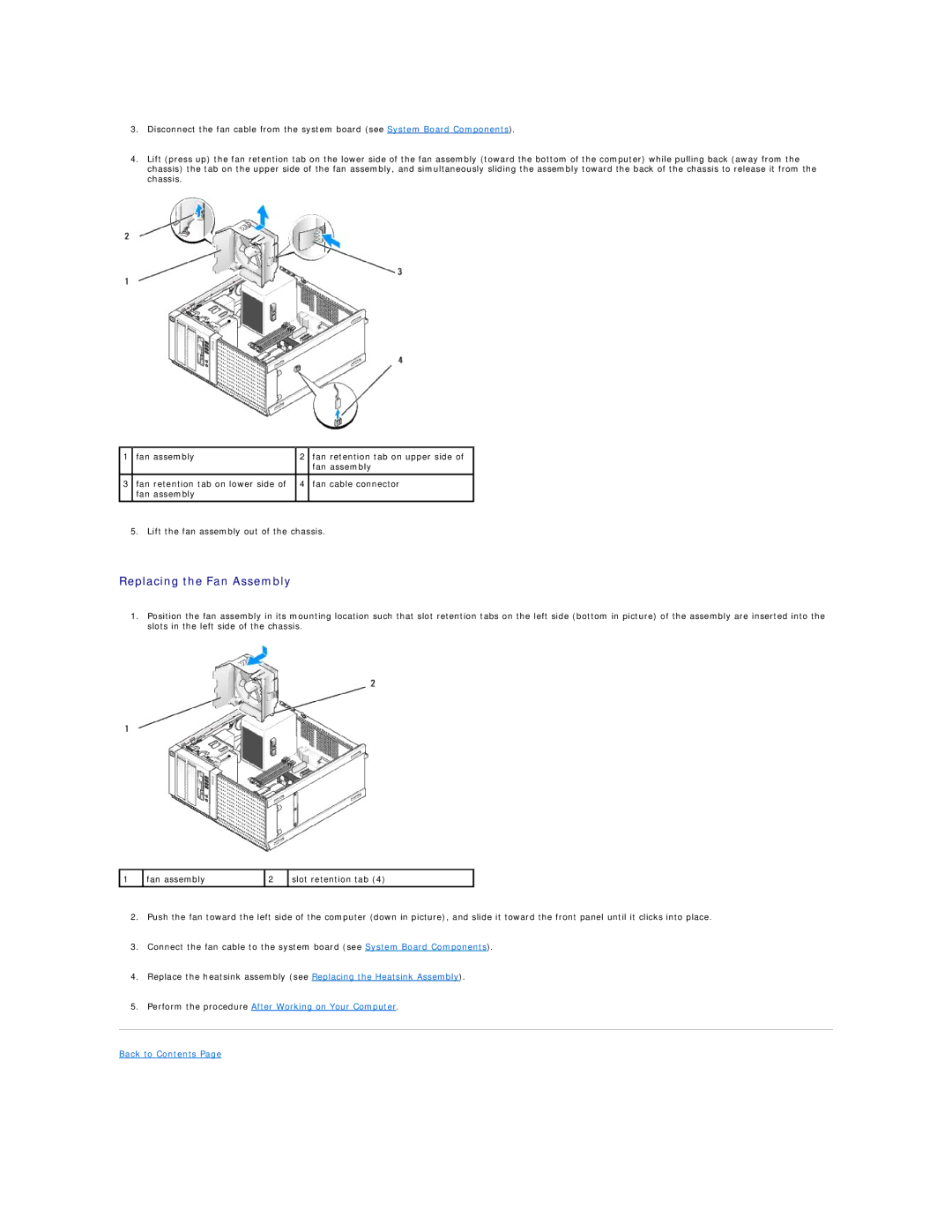 Dell 960 manual Replacing the Fan Assembly 