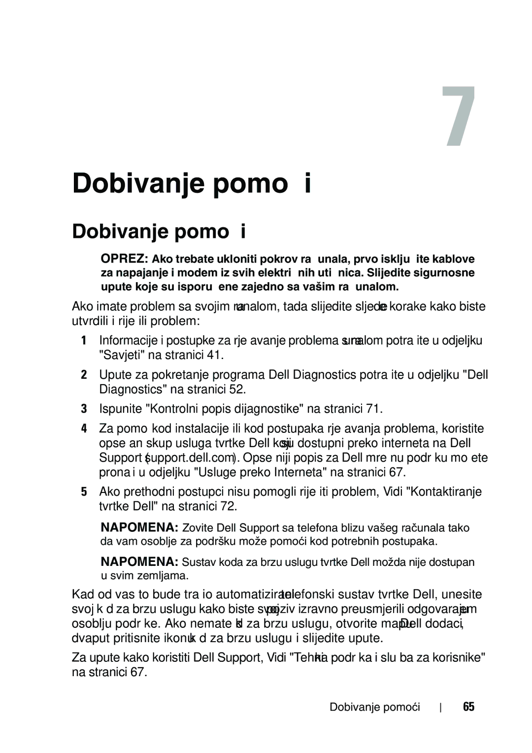 Dell 960 manual Dobivanje pomoći 