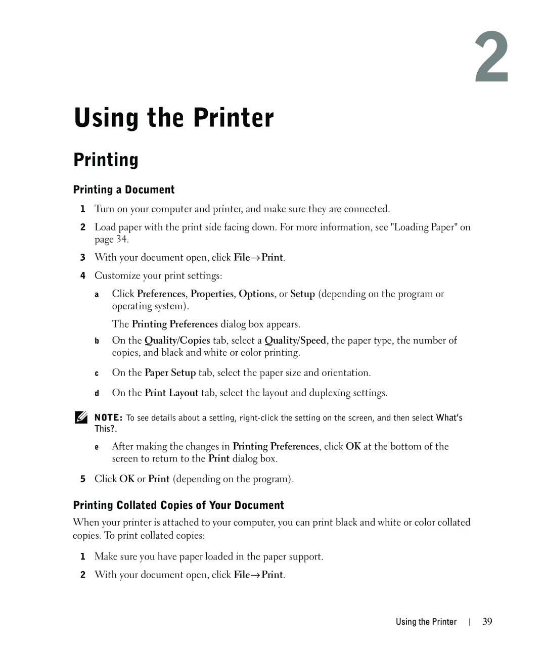 Dell 962 owner manual Printing a Document, Printing Collated Copies of Your Document 