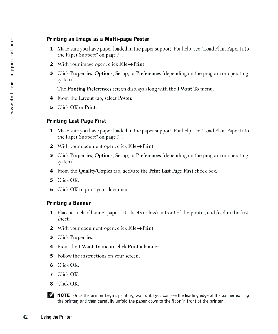 Dell 962 owner manual Printing an Image as a Multi-page Poster, Printing Last Page First, Printing a Banner 