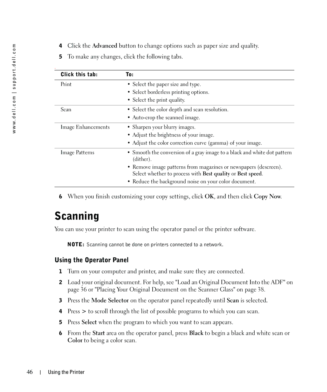 Dell 962 owner manual Scanning, Click this tab 