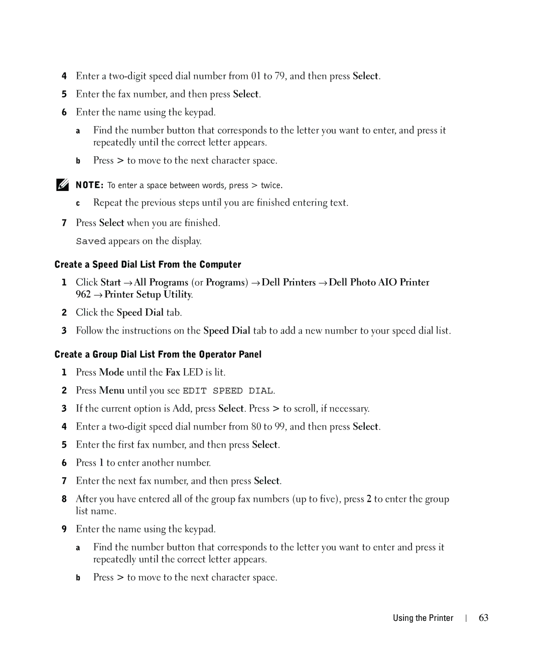 Dell 962 owner manual Create a Speed Dial List From the Computer, Create a Group Dial List From the Operator Panel 