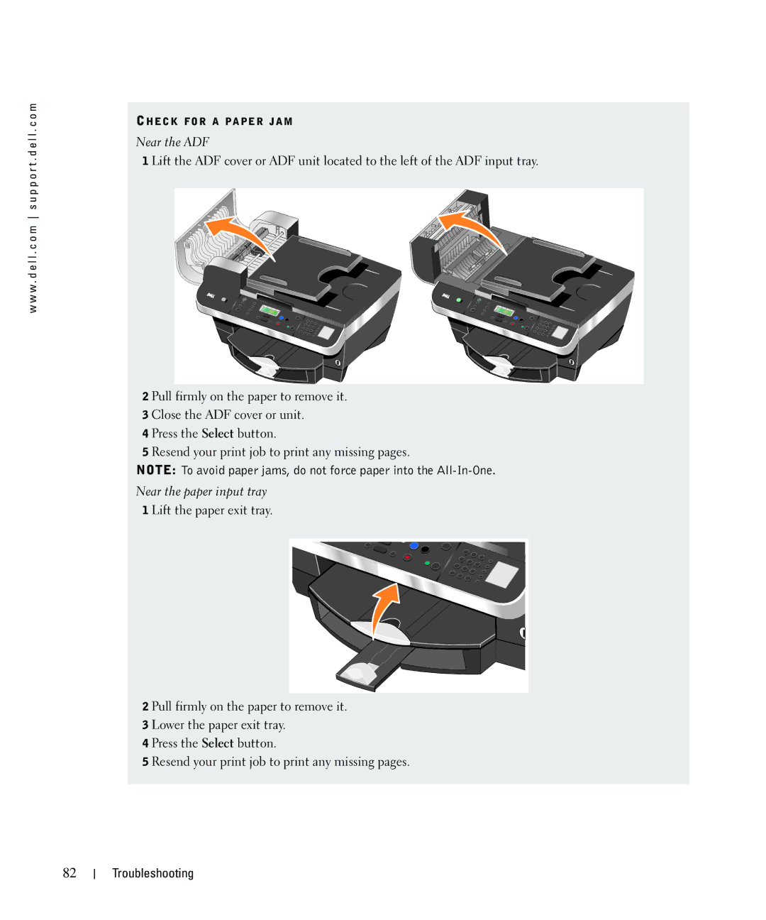 Dell 962 owner manual Near the ADF 