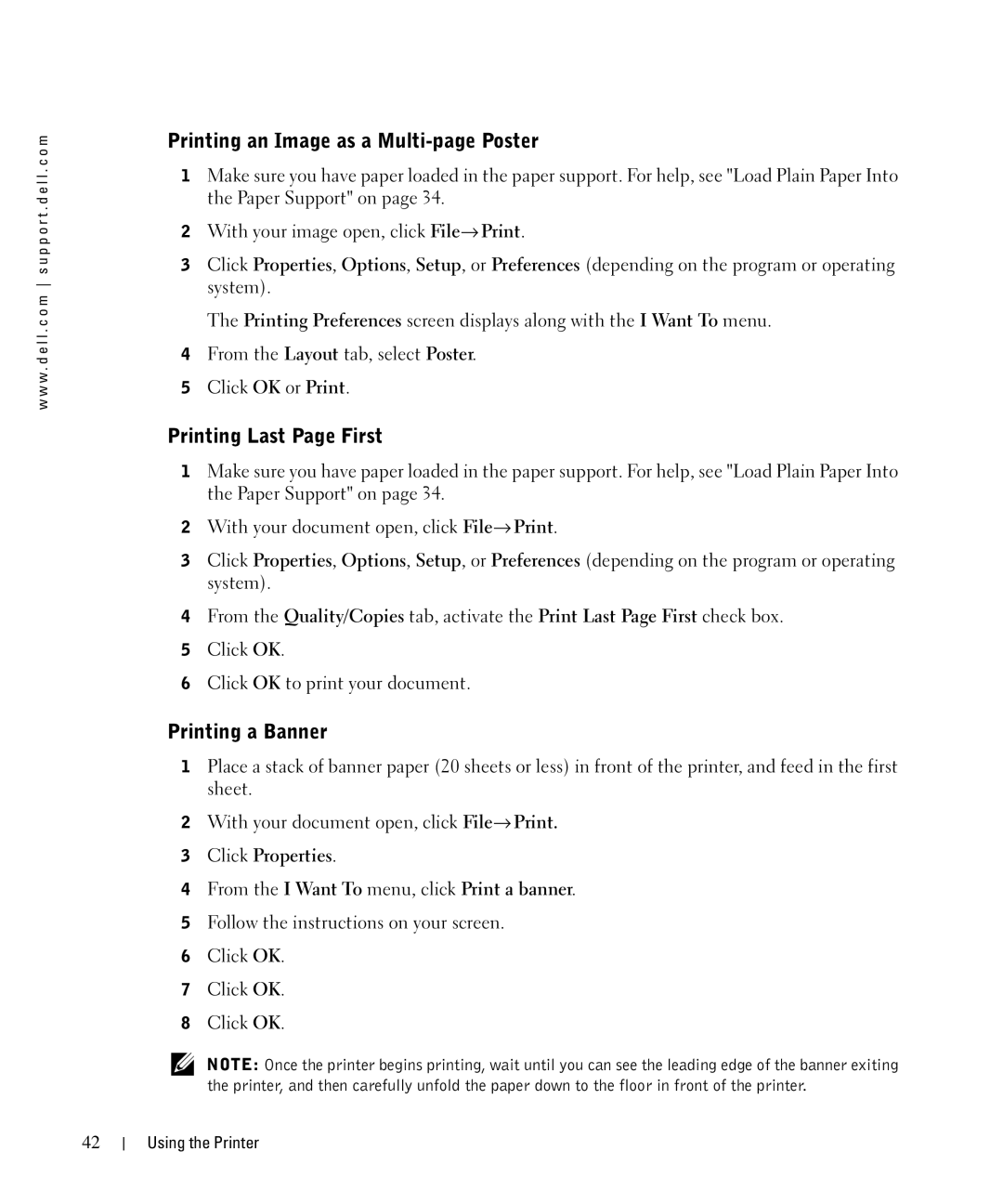 Dell 962 manual Printing an Image as a Multi-page Poster, Printing Last Page First, Printing a Banner 