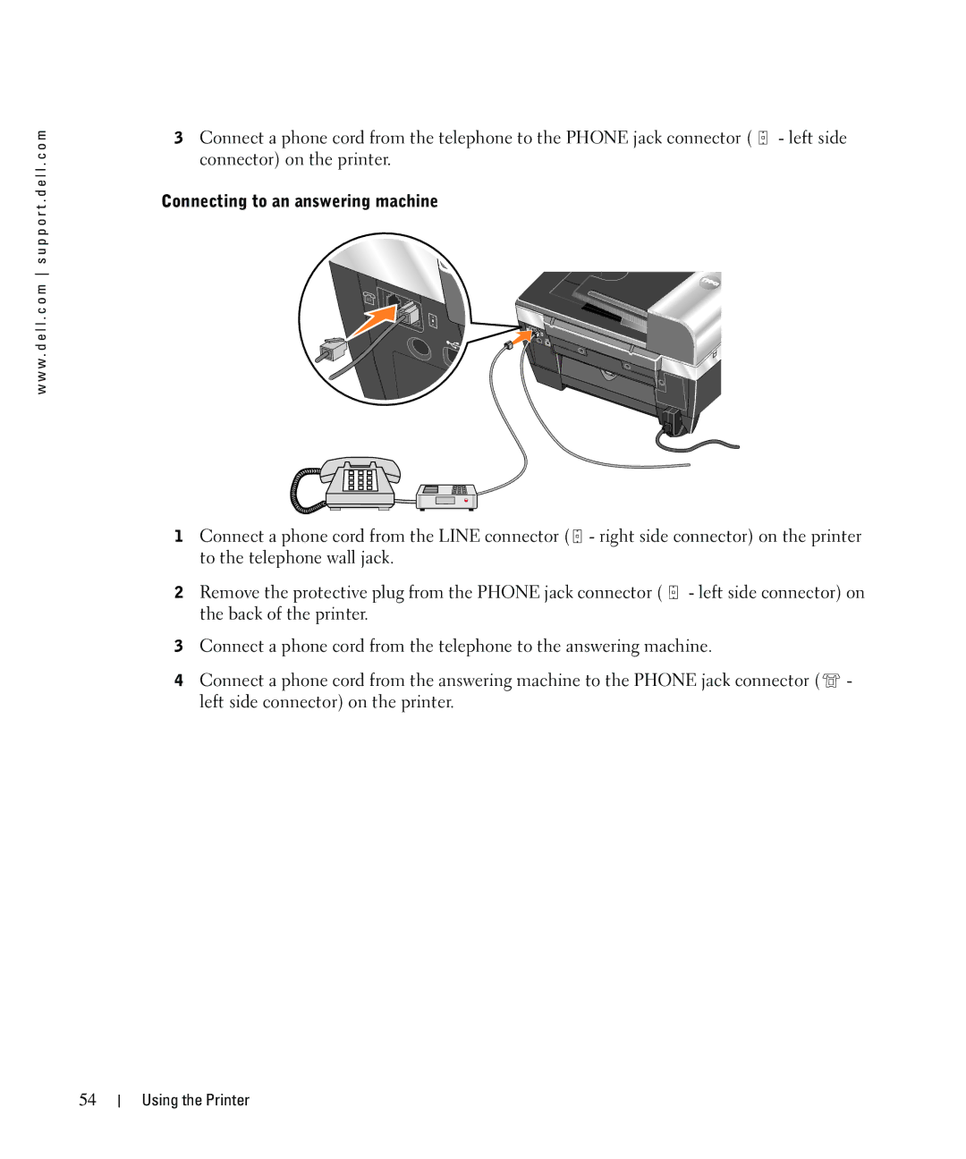 Dell 962 manual Connecting to an answering machine 