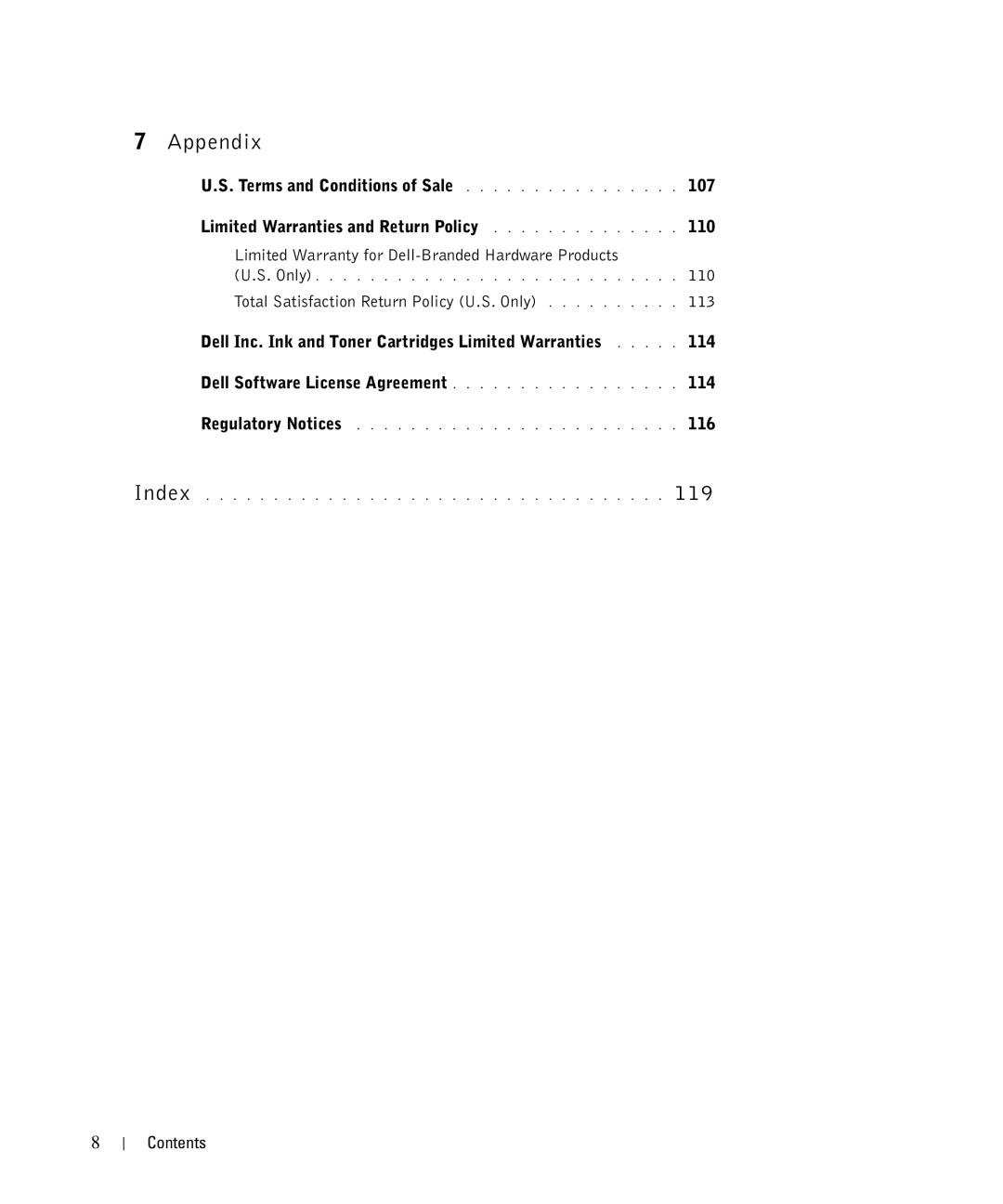 Dell 962 manual Appendix, 116 