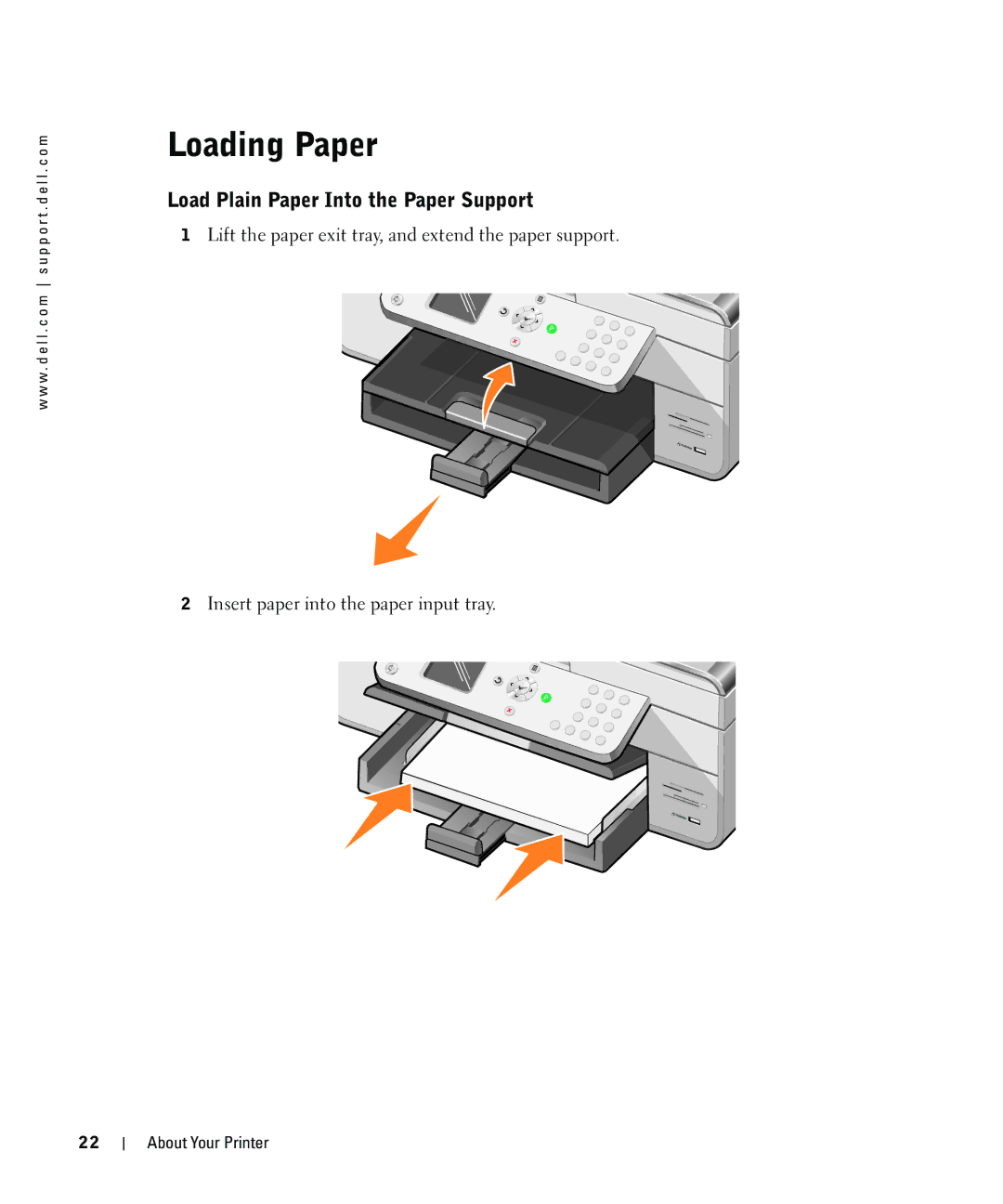 Dell 964 owner manual Loading Paper, Load Plain Paper Into the Paper Support 