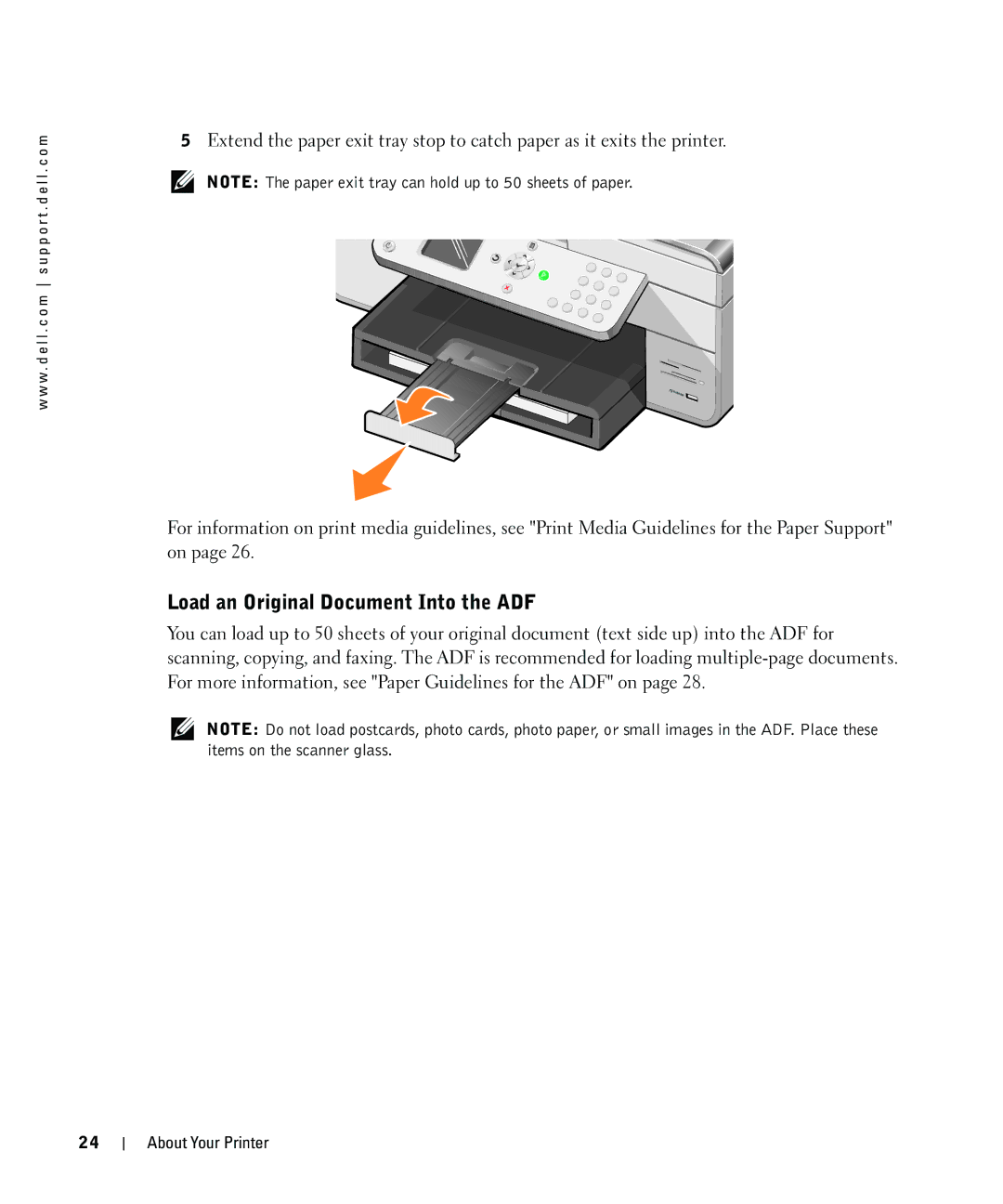 Dell 964 owner manual Load an Original Document Into the ADF 