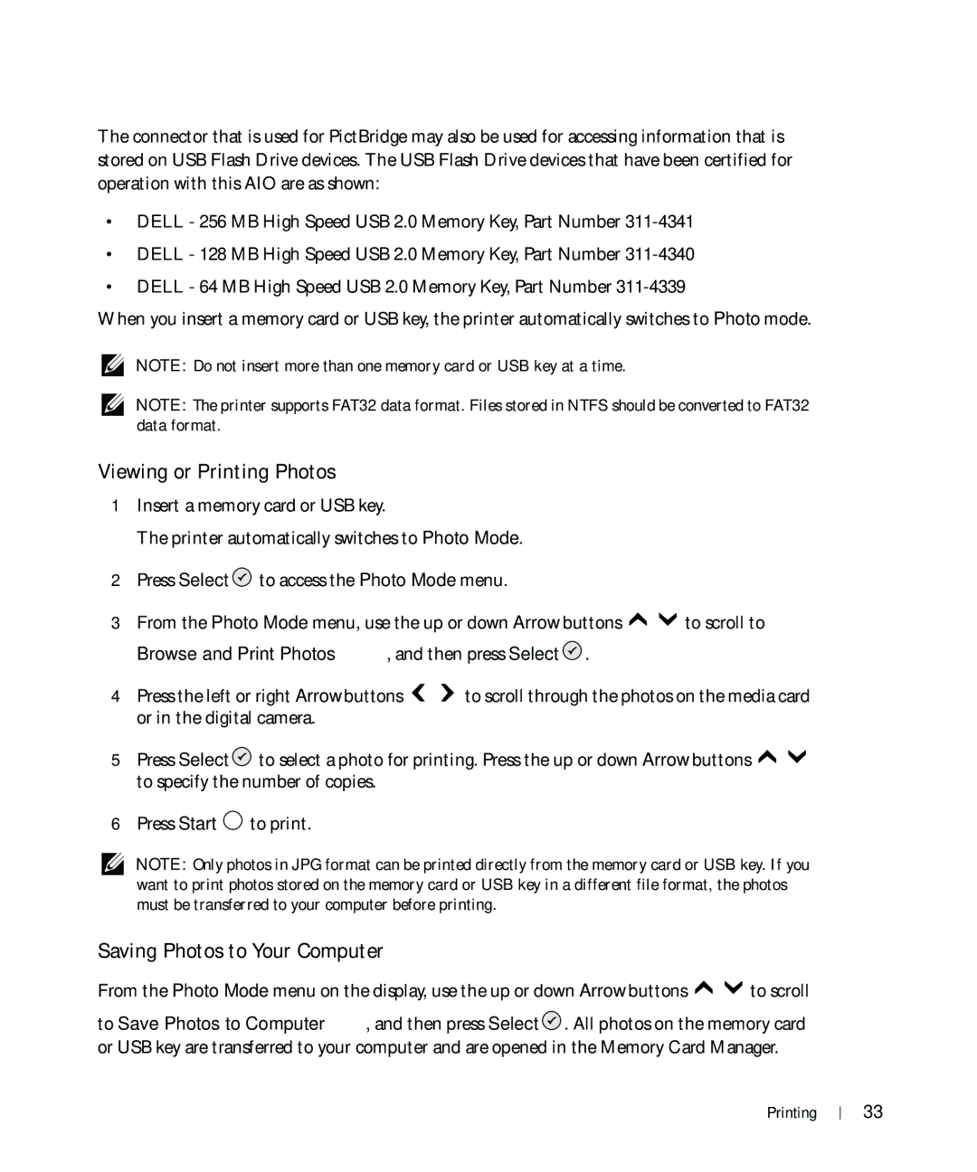 Dell 964 owner manual Viewing or Printing Photos, Saving Photos to Your Computer 