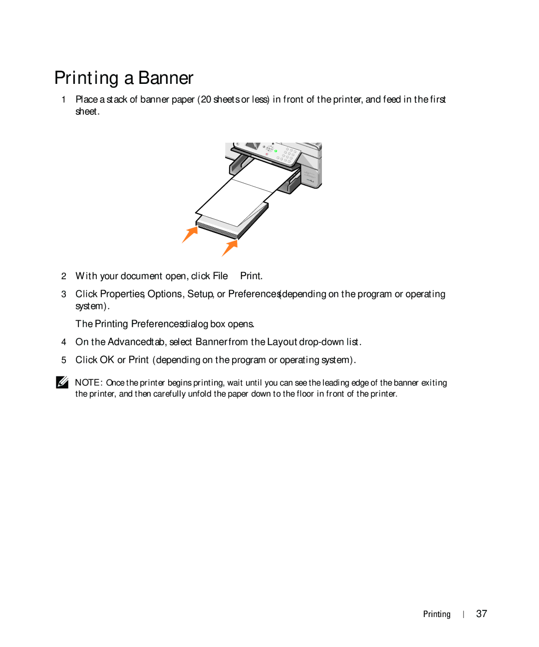 Dell 964 owner manual Printing a Banner 