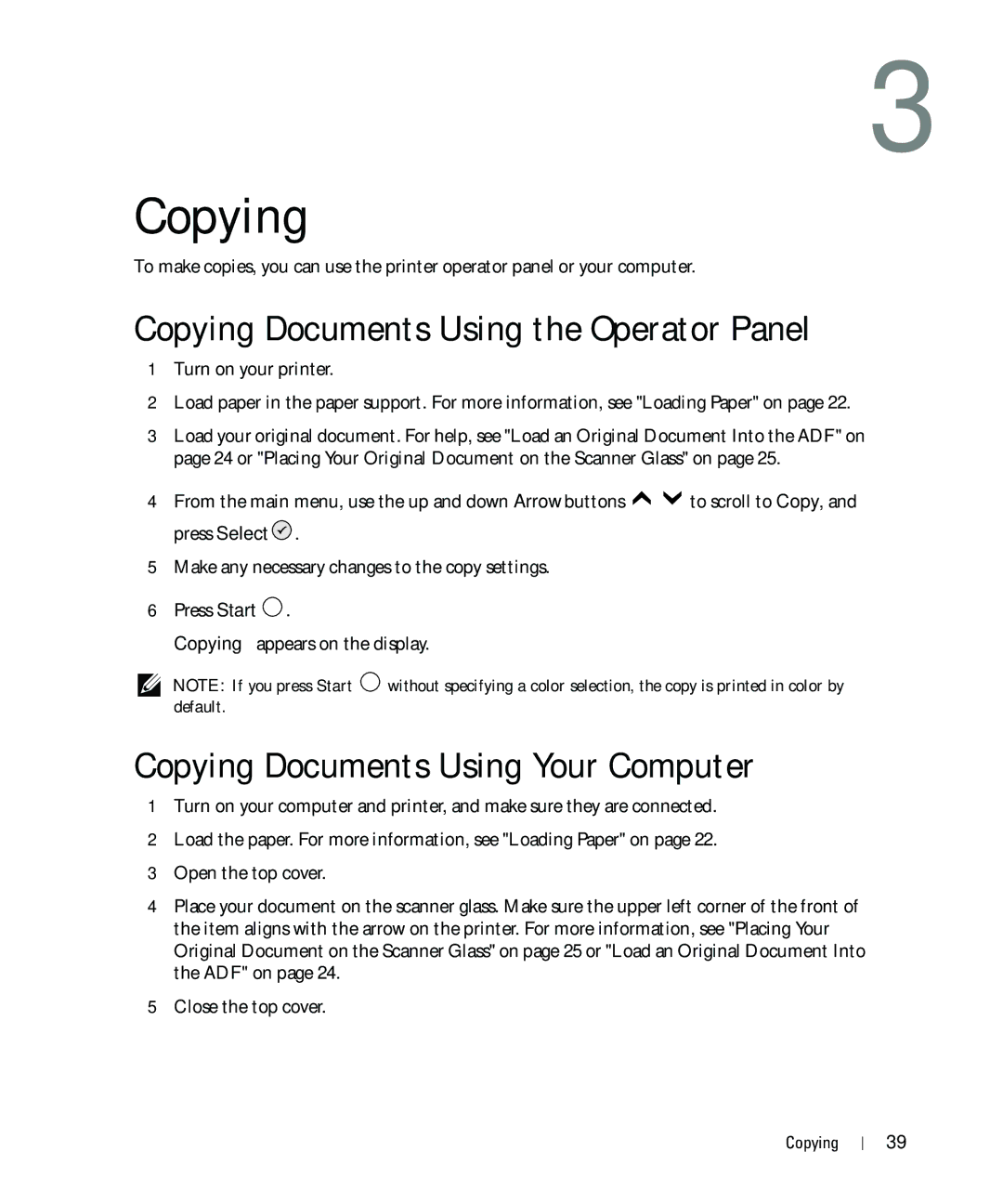 Dell 964 owner manual Copying Documents Using the Operator Panel, Copying Documents Using Your Computer 