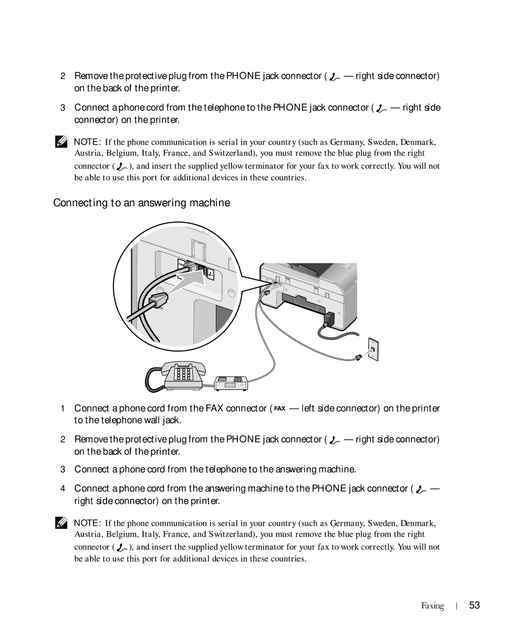 Dell 964 owner manual Connecting to an answering machine 