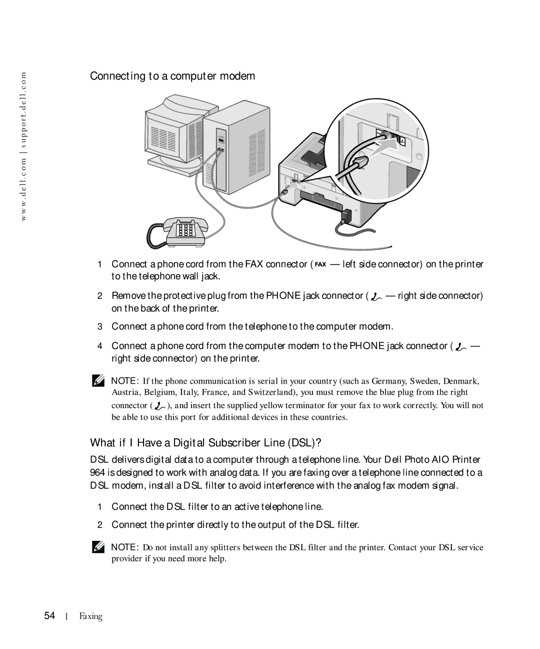 Dell 964 owner manual Connecting to a computer modem, What if I Have a Digital Subscriber Line DSL? 