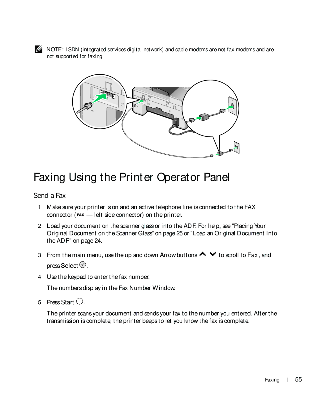 Dell 964 owner manual Faxing Using the Printer Operator Panel, Send a Fax 