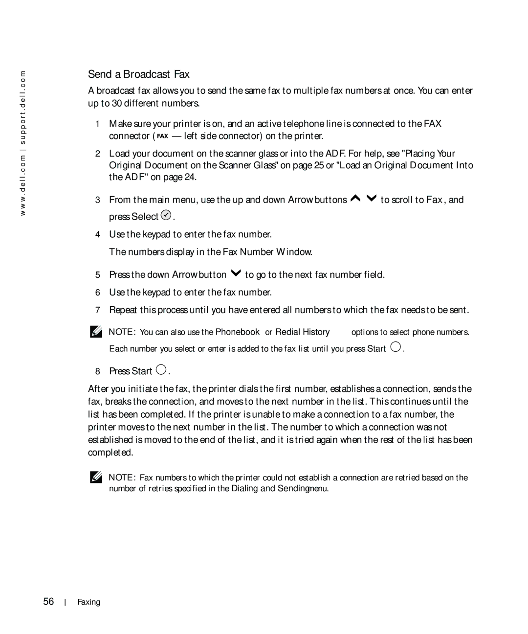 Dell 964 owner manual Send a Broadcast Fax 