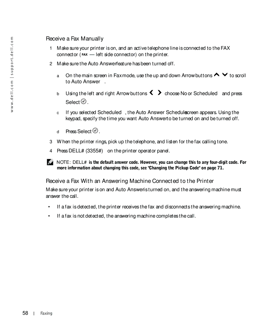 Dell 964 owner manual Receive a Fax Manually 