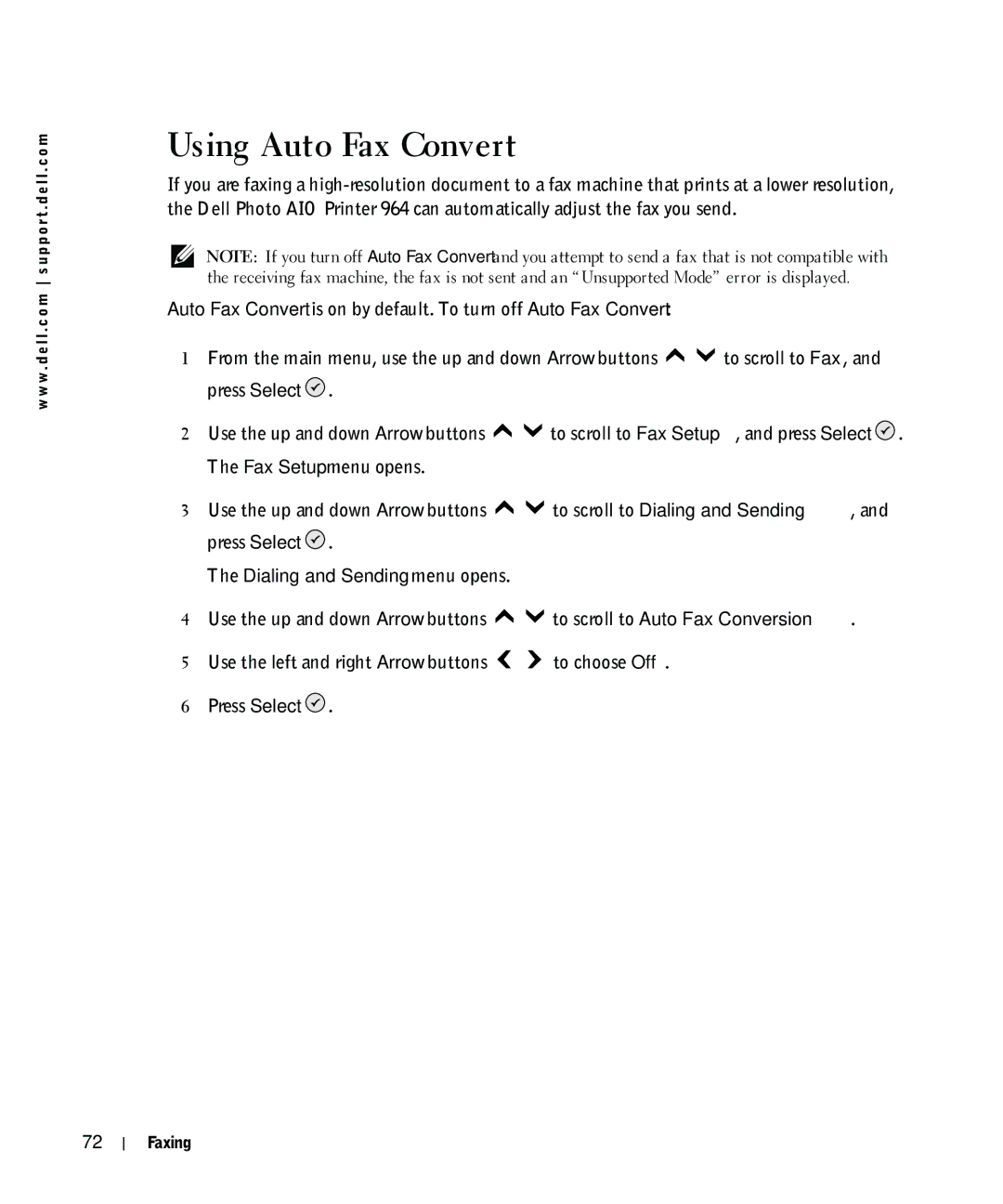 Dell 964 owner manual Using Auto Fax Convert, Dialing and Sending menu opens 