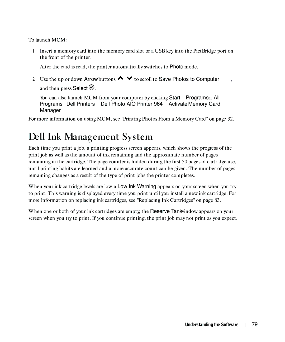 Dell 964 owner manual Dell Ink Management System 